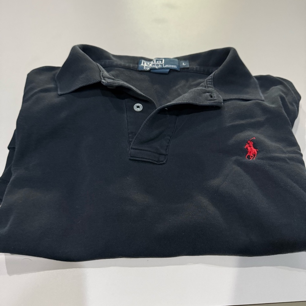 Polo by Ralph Lauren Black with Red Polo Embroidered Logo.  Men’s Size Large